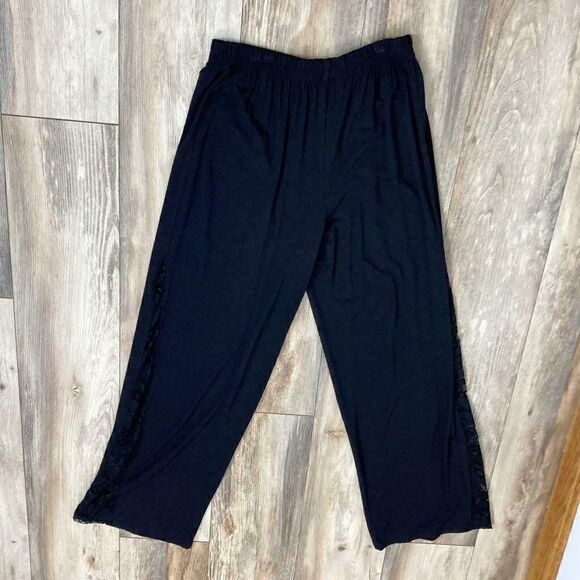 Ela S Black Stretch Pants Lace Insets - Picture 3 of 7